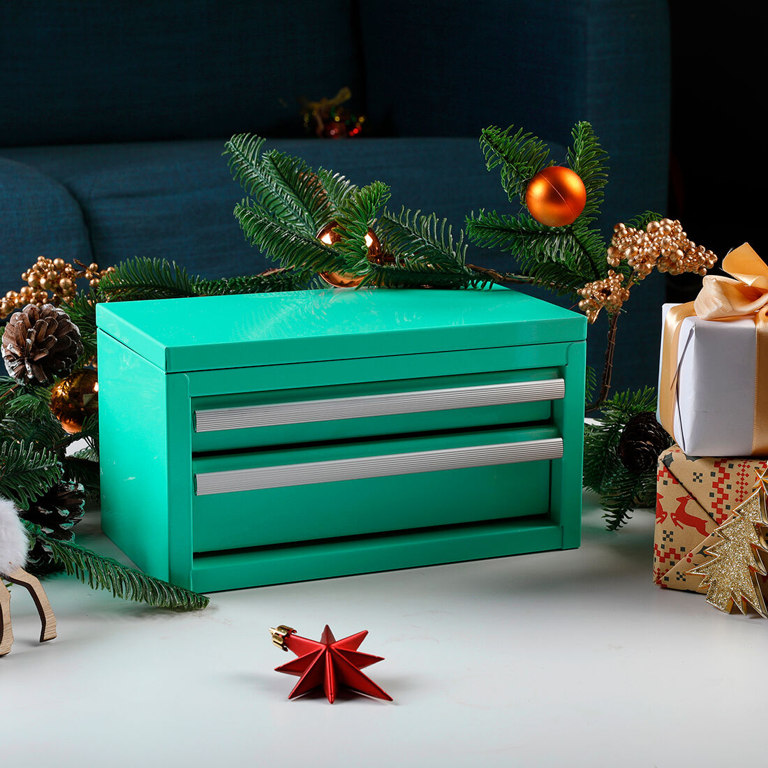 ToolPRO Mini Tool Chest 2 Drawer Aqua, , scaau_hi-res
