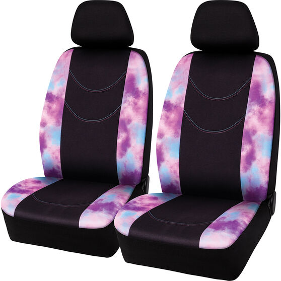 Sca Tie Dye Seat Covers Black Multi Adjustable Headrests Size 30 Airbag Compatible Super Auto - Tie Dye Car Seat Covers Full Set