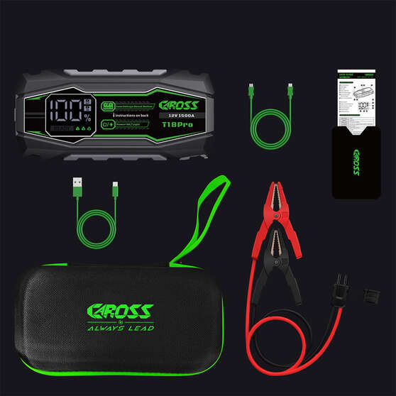 CAROSS T18Pro 12V 1500A Compact Smart Lithium Jump Starter With Built-in 3 Mode Light, , scaau_hi-res