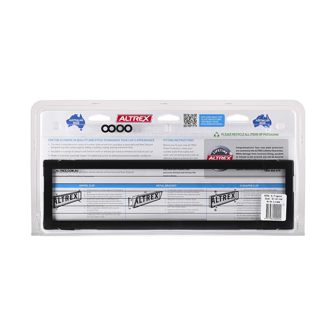 Altrex Number Plate Protector - 6 Figure Slimline With Lines 6VSL, , scaau_hi-res