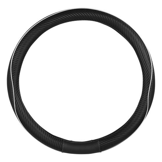 SCA Steering Wheel Cover Leather Look & Carbon Black 380mm Diameter, , scaau_hi-res
