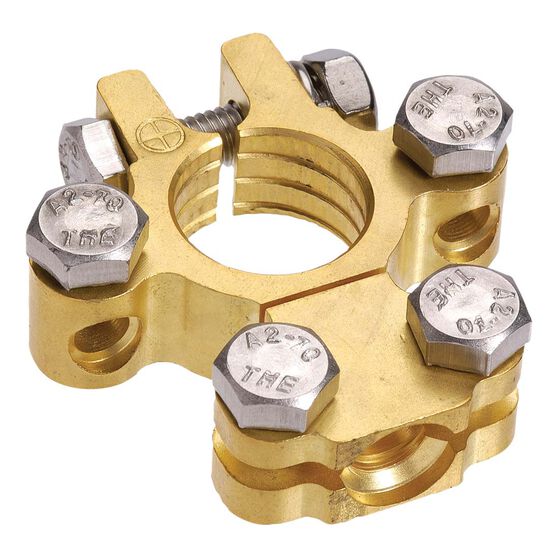 Projecta Battery Terminal Forged Brass Saddle With Dual Auxiliary Positive BT620-P1, , scaau_hi-res