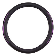 SCA Steering Wheel Cover - PU and Mesh, Black/Purple, 380mm diameter, , scaau_hi-res