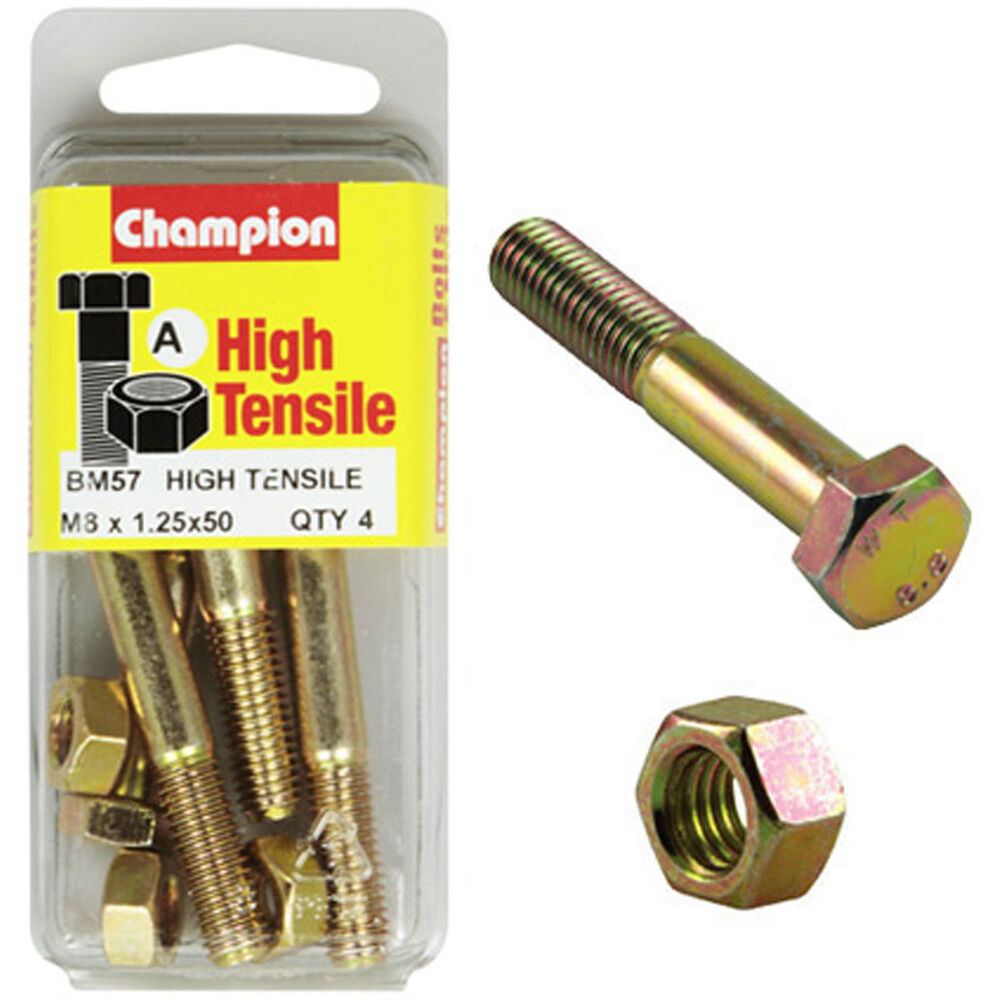 Champion High Tensile Bolts and Nuts BM57, M8x1.25 x 50mm Supercheap Auto