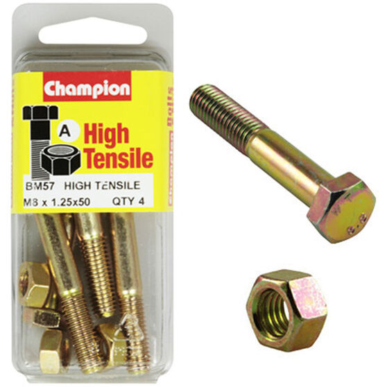 Champion High Tensile Bolts and Nuts BM57, M8x1.25 x 50mm, , scaau_hi-res