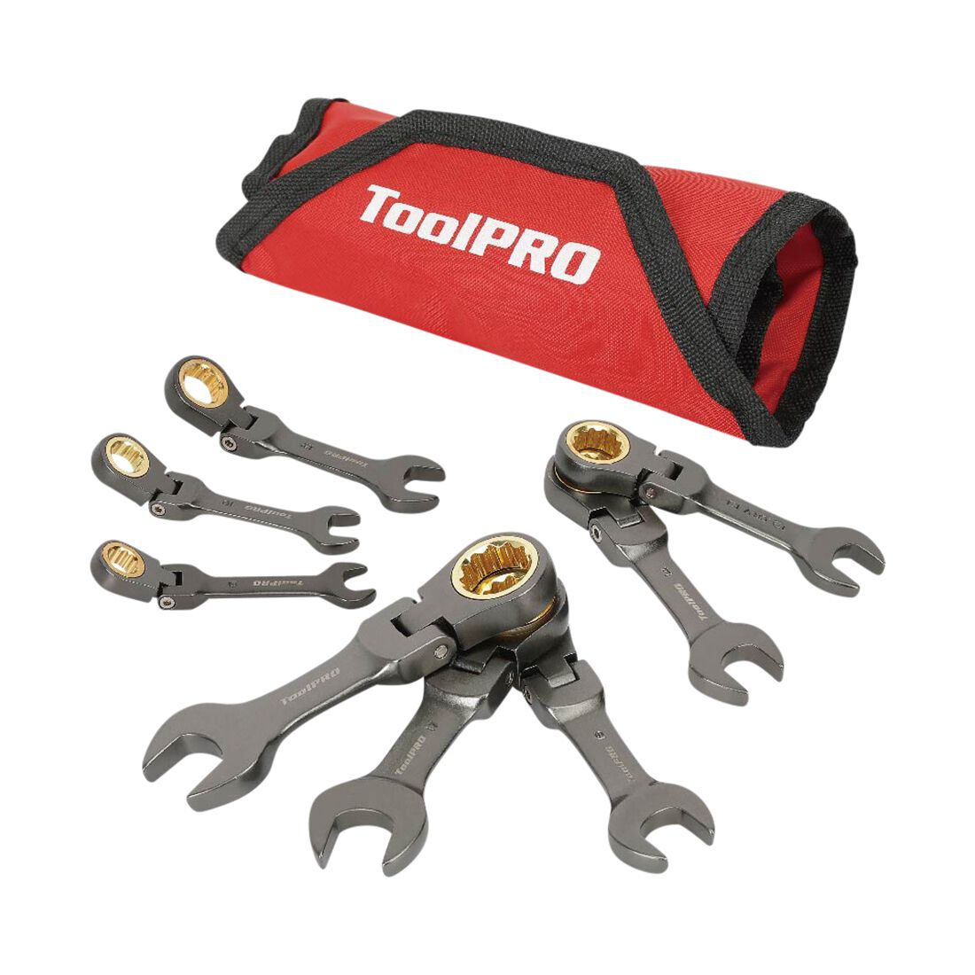 ToolPRO Stubby Ratcheting Spanner Set 8 Piece, , scaau_hi-res