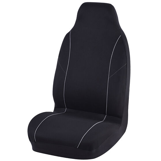 Best Single Seat Cover Black Built In Headrests Airbag Compatible Super Auto - Bucket Seat Covers With Headrest
