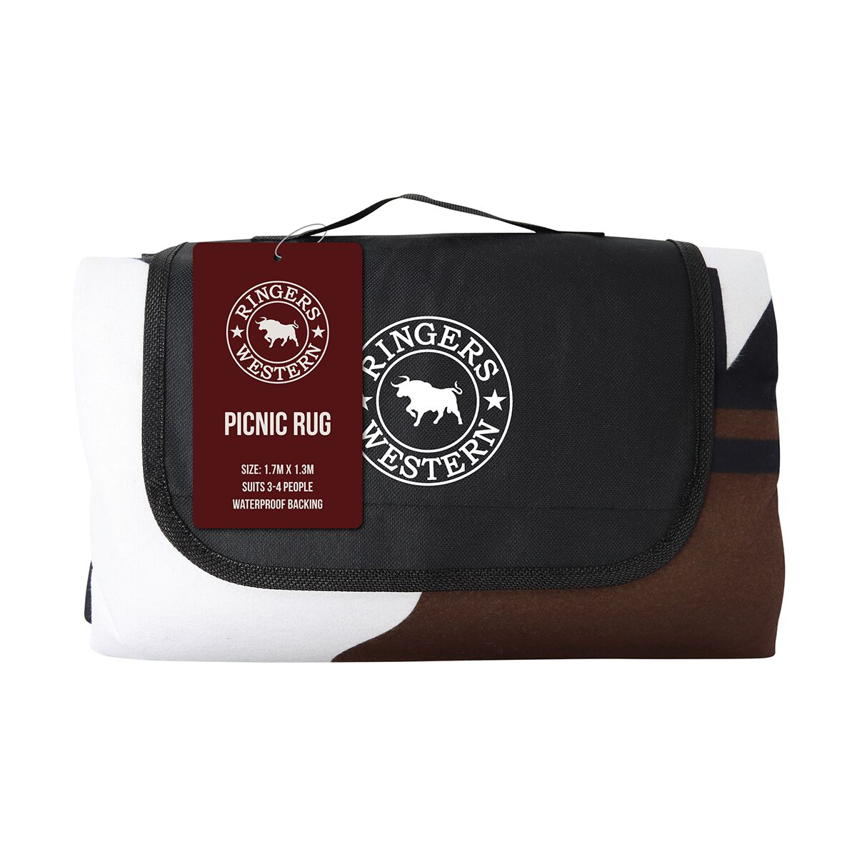Ringers Western Picnic Rug - Cow Print, 130 x 170cm, , scaau_hi-res
