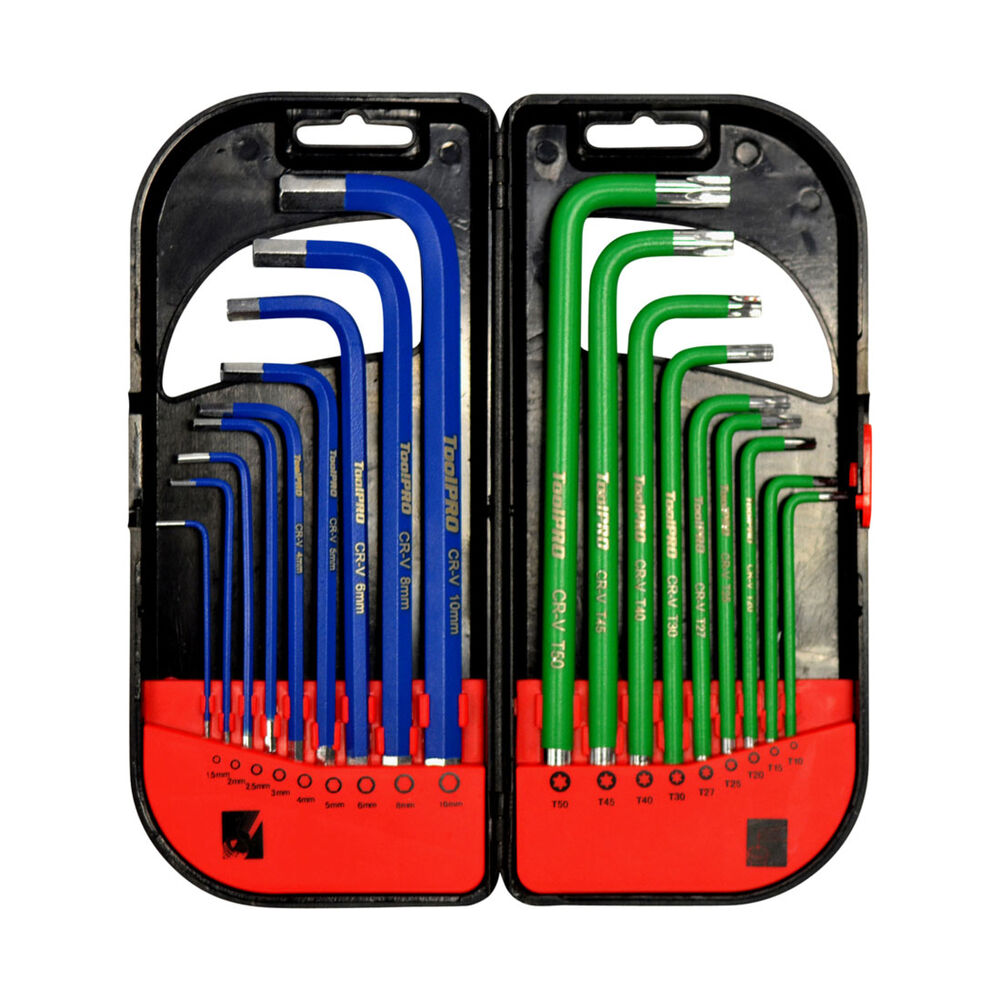 ToolPRO Long Hex Key Set Metric / Torx, 18 Pieces Supercheap Auto