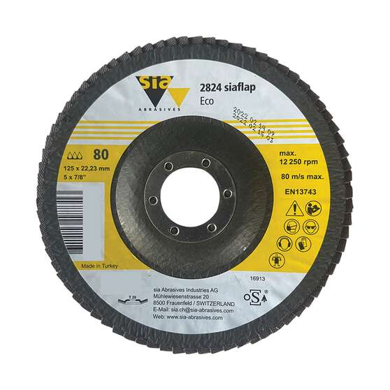 SIA Abrasives Flap Disc, 2824 Series, 125X22.23mm, 80 Grit, , scaau_hi-res