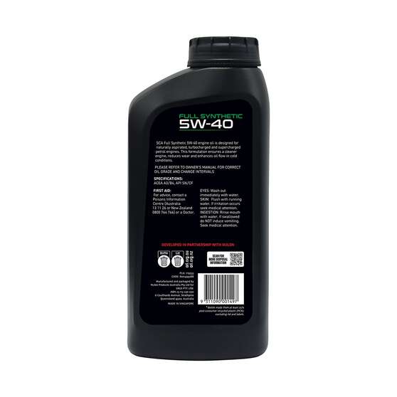 SCA Full Synthetic Engine Oil 5W-40 A3/B4 1 Litre, , scaau_hi-res