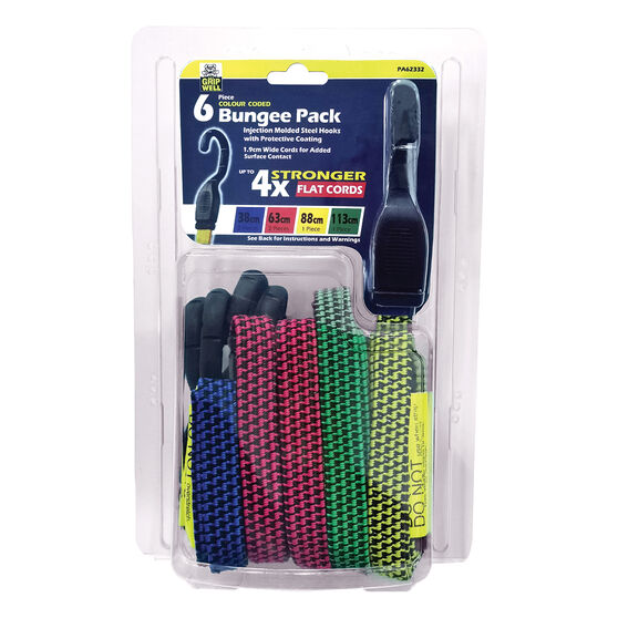 Gripwell Flat Bungee Strap - 6 Pack, , scaau_hi-res