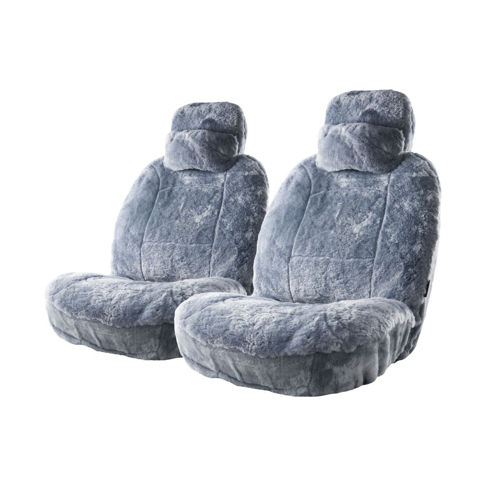 Platinum CLOUDLUX Sheepskin Seat Covers Grey Adjustable Headrests