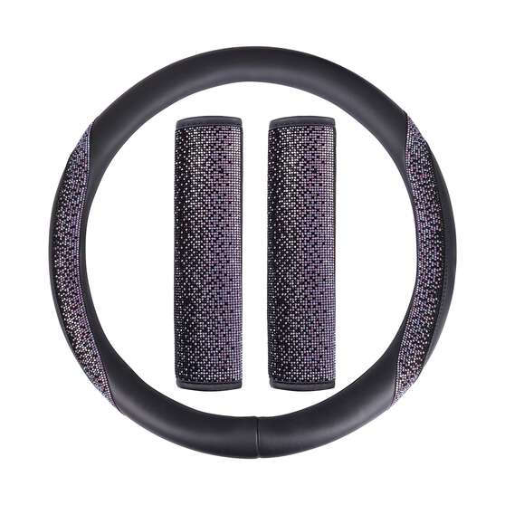 SCA Ombre Bling Leather Look Steering Wheel Cover and Seat Belt Buddies, , scaau_hi-res