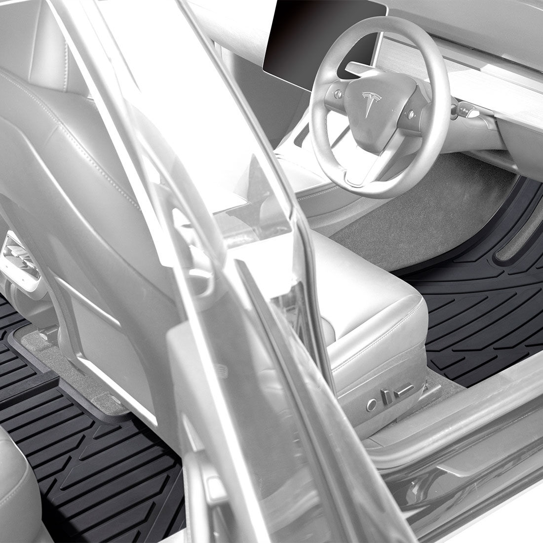 SCA Rubber Car Floor Mats - Front/Rear, Tesla Model 3 2019-23, Black, , scaau_hi-res