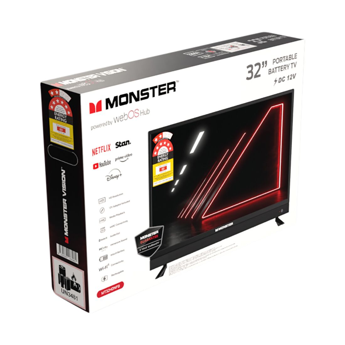 Monster 32" Smart TV HD LED 12V & 240V With Inbuilt Battery, , scaau_hi-res