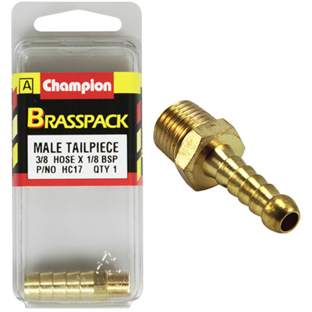 Champion Brass Pack Male Hose Barb HC17, 3/8" X 1/8", , scaau_hi-res