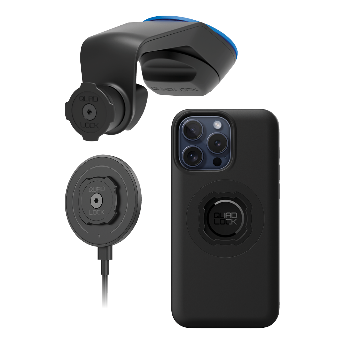 Quad Lock MAG iPhone 15 Pro Max Windscreen / Dash Mount Kit, , scaau_hi-res