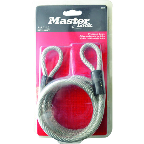 Master Lock Looped Cable Woven Steel, 6mm x 1.8m Supercheap Auto