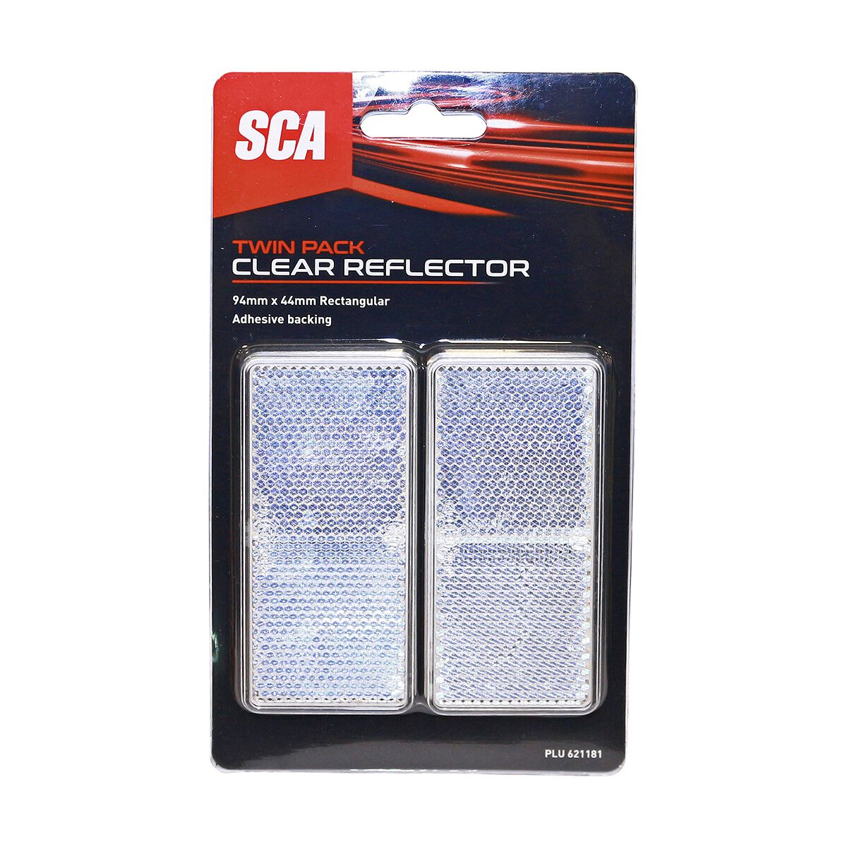 SCA Reflector Twin Pack Rectangular Clear 94 x 44mm, , scaau_hi-res