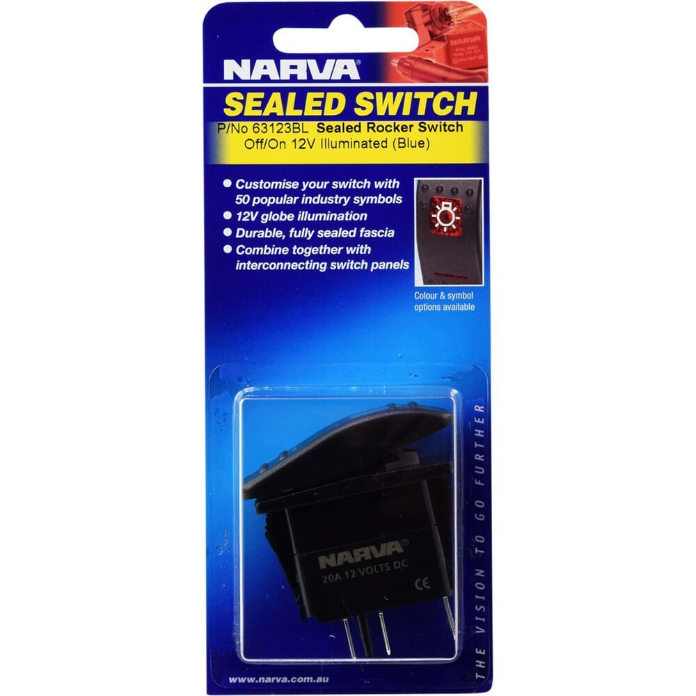 Narva Rocker Switch Off/On, Sealed Switch, Blue LED Supercheap Auto