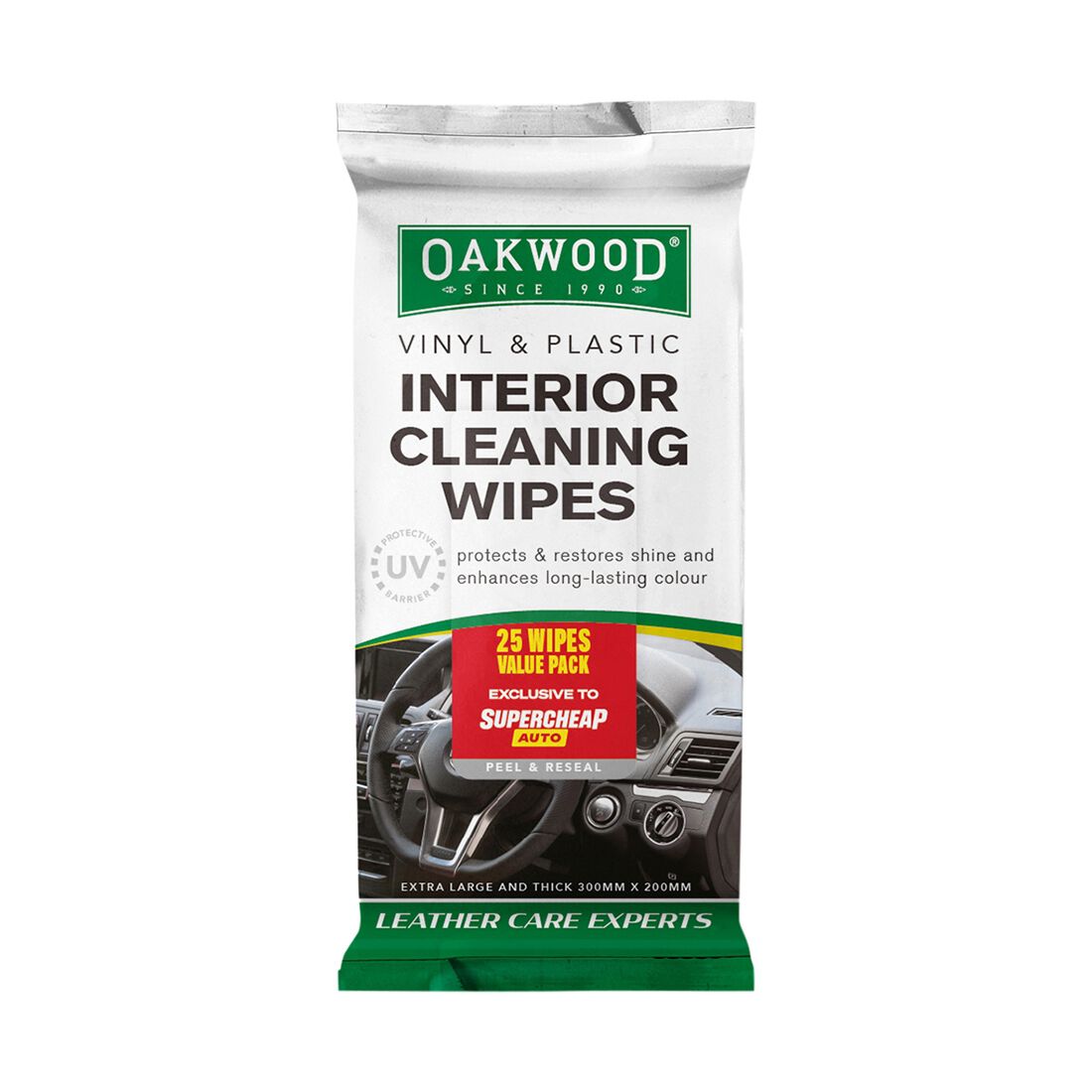 Oakwood Everyday Vinyl & Plastic Wipes 25 Pack, , scaau_hi-res