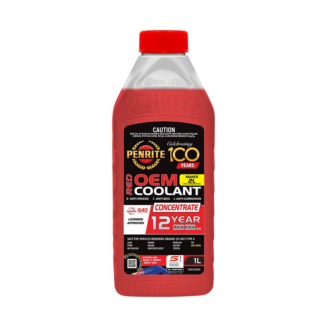Penrite Red Long Life Anti Freeze / Anti Boil Coolant Concentrate - 1 Litre, , scaau_hi-res