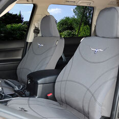R.M. Williams Canvas Seat Cover Charcoal Adjustable Headrests Size 30 Front Pair Airbag Compatible, , scaau_hi-res