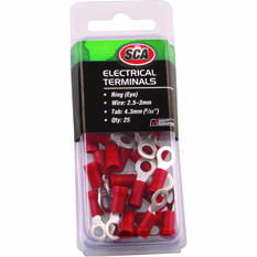 SCA Electrical Terminals - Ring (Eye), 4.3mm Red, 25 Pack, , scaau_hi-res