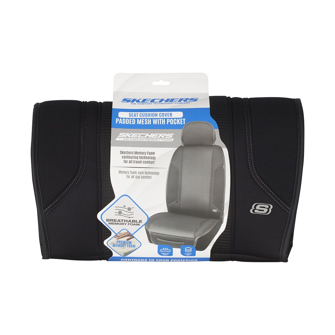 Skechers Memory Foam Black/Grey Seat Cushion, , scaau_hi-res