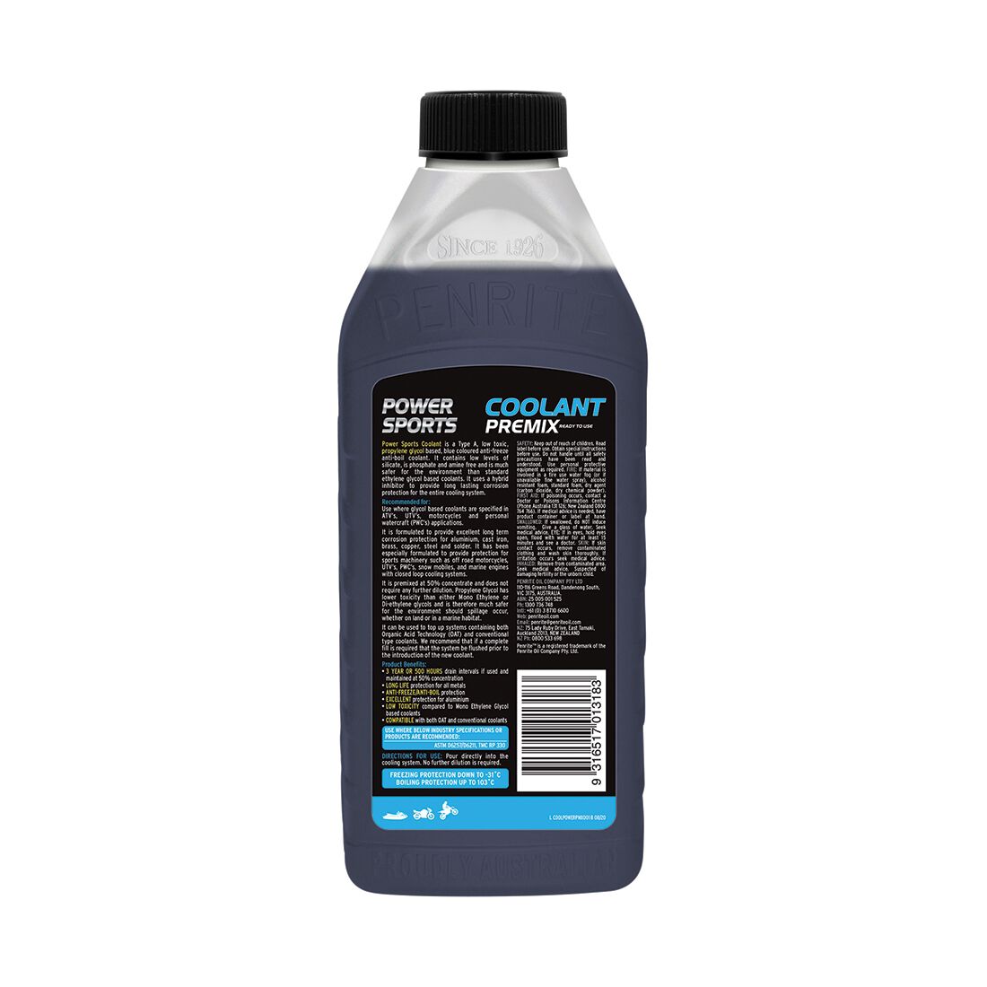 Penrite 10 Tenths Power Sports Coolant Premix 1 Litre, , scaau_hi-res