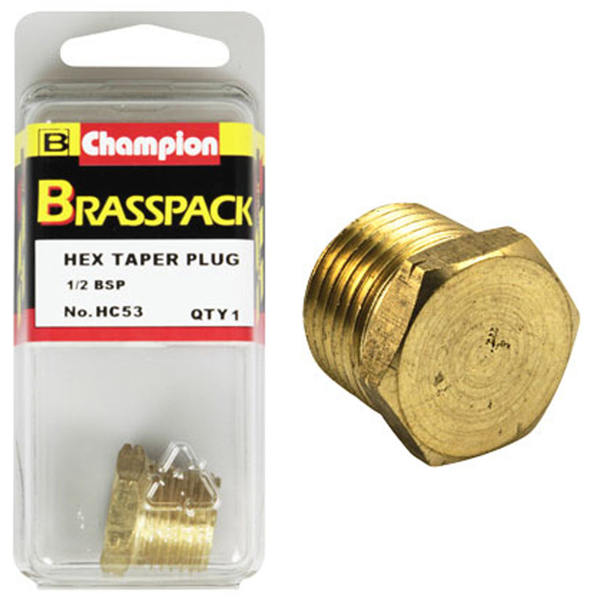 Champion Brass Pack Hex Taper Plug HC53, 1/2", , scaau_hi-res