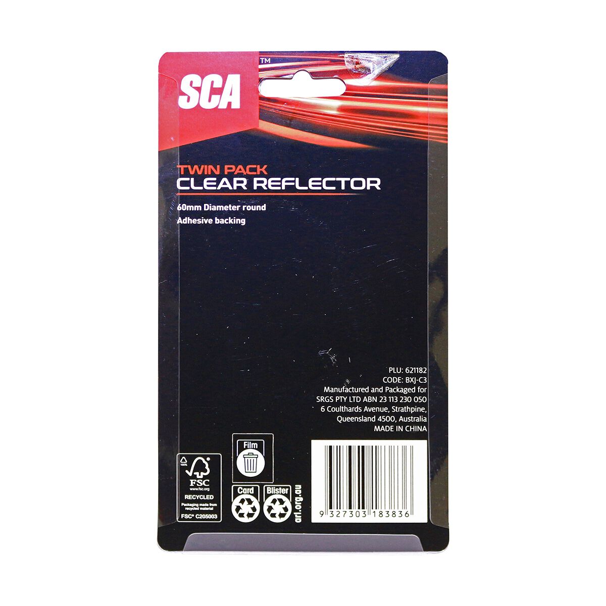 SCA Reflector Twin Pack Round Clear 60mm, , scaau_hi-res