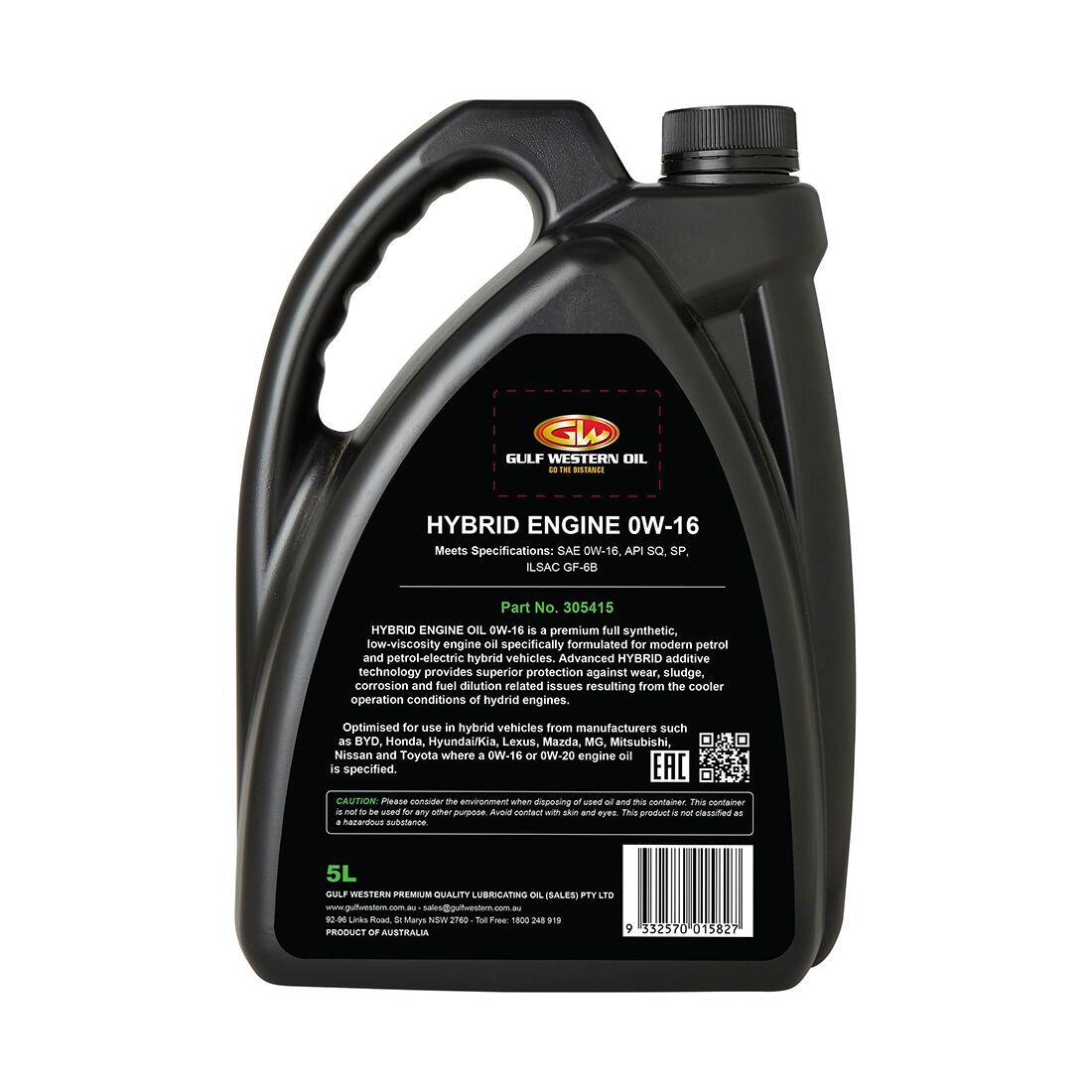 Gulf Western Hybrid Engine Oil 0W-16 - 5 Litre, , scaau_hi-res