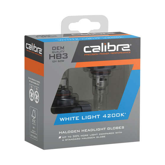 Calibre White Light 4200K Headlight Globes - HB3, 12V 60W, CA4200HB3, , scaau_hi-res