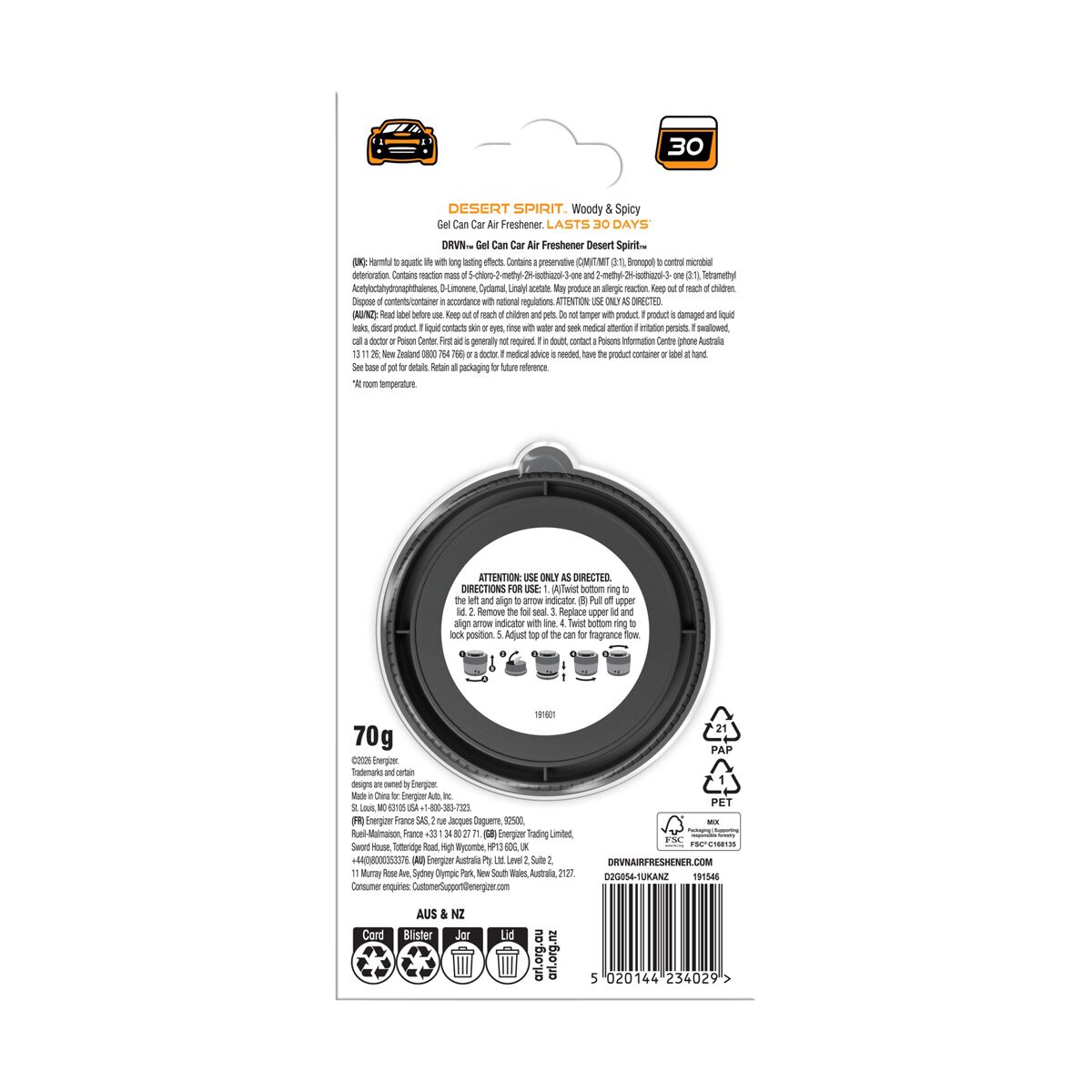DRVN Desert Spirit Gel Can Air Freshener - 1 Pack, , scaau_hi-res