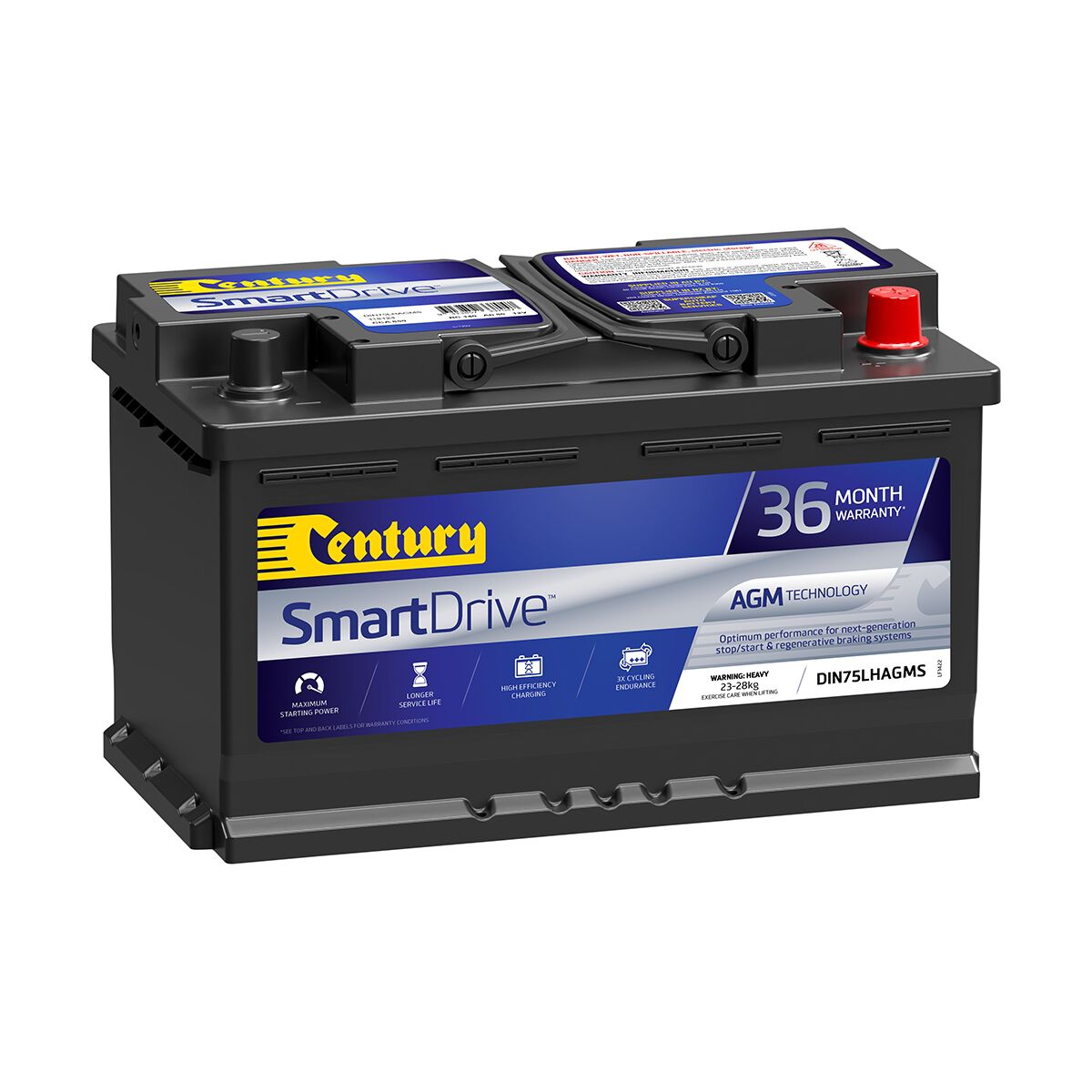 Century SmartDrive Car Battery ISS Stop/Start AGM DIN75LHAGMS, Maintenance Free, 850CCA, , scaau_hi-res