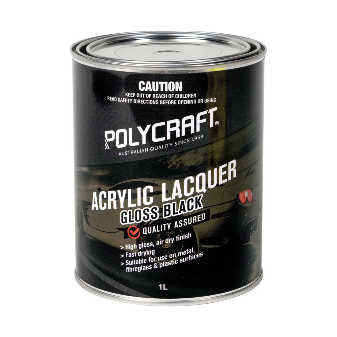 Polycraft Acrylic Gloss Black 1 Litre, , scaau_hi-res