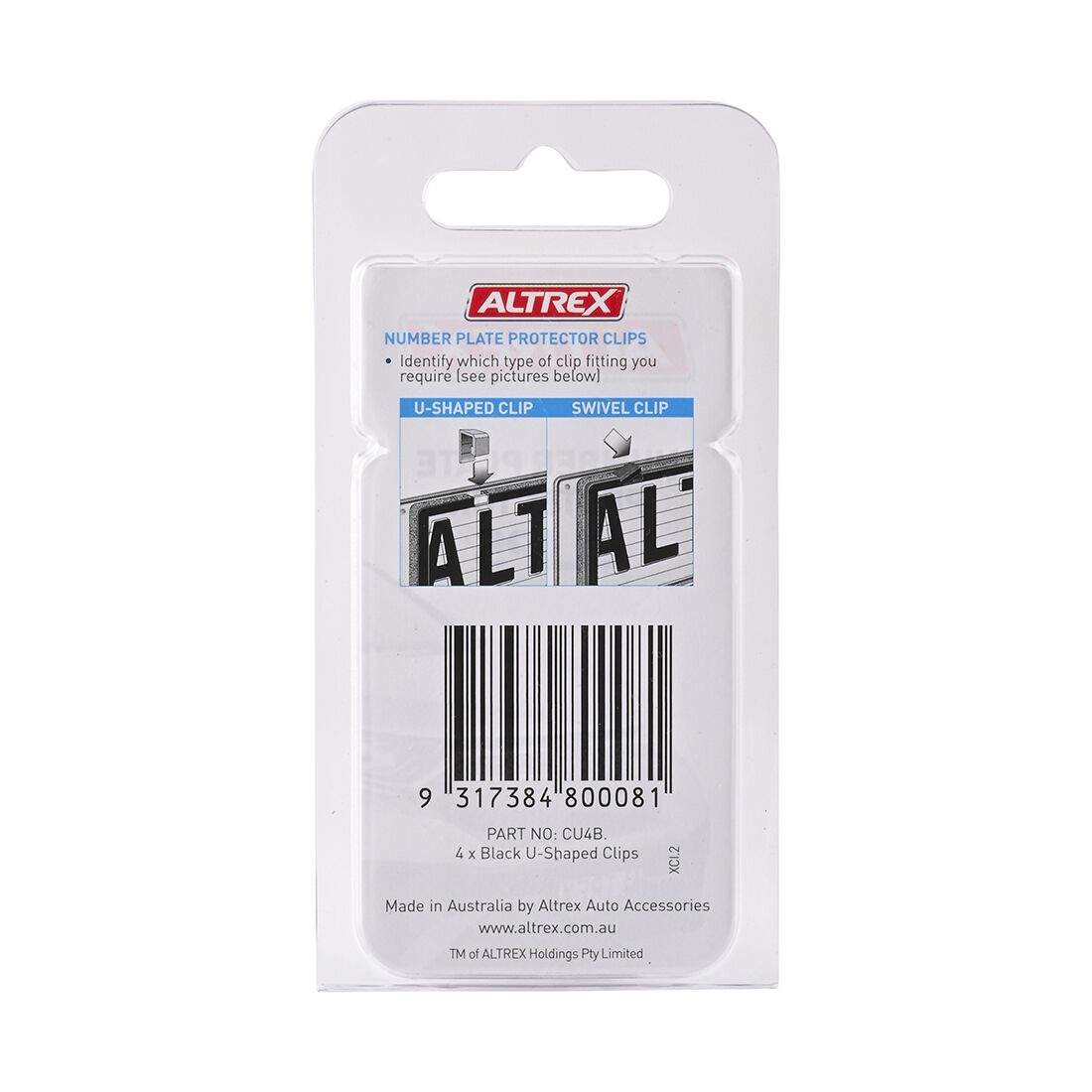 Altrex Number Plate Clips - Push On 4 Pack CU4B, , scaau_hi-res