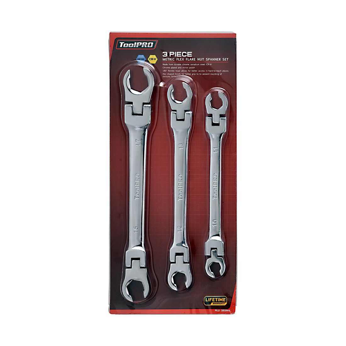 ToolPRO Spanner Set - Flare Nut, Flex Head, 3 Piece, Metric, , scaau_hi-res