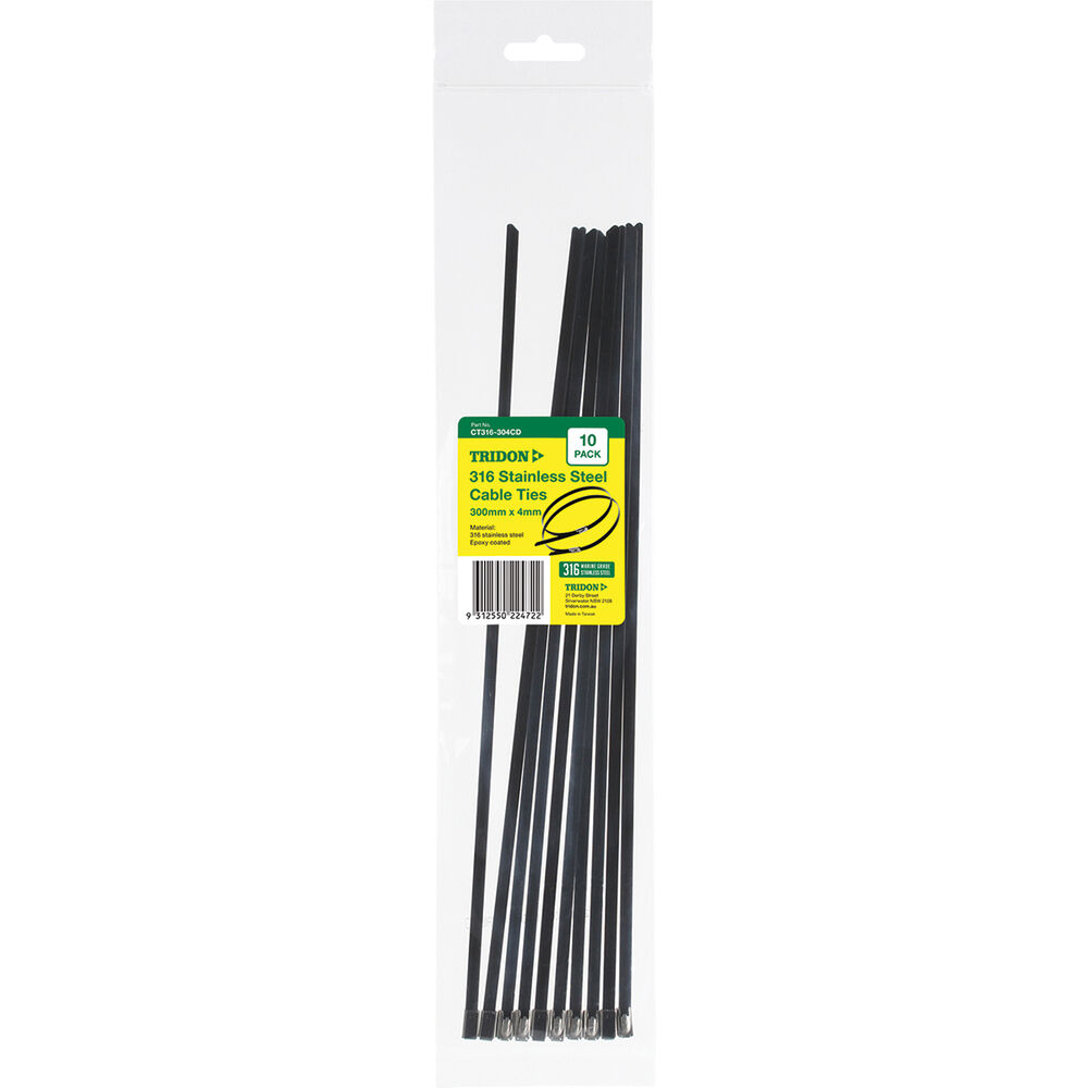 Tridon 316 Stainless Steel Marine Grade Cable Ties 300mm x 4mm 10 Pack