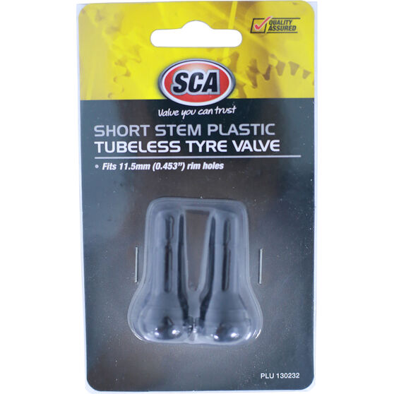 SCA Tubeless Tyre Valve - Plastic, Short Stem, 2 Piece
