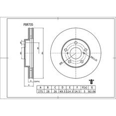 Bosch Disc Brake Rotor - Single, PBR735, , scaau_hi-res