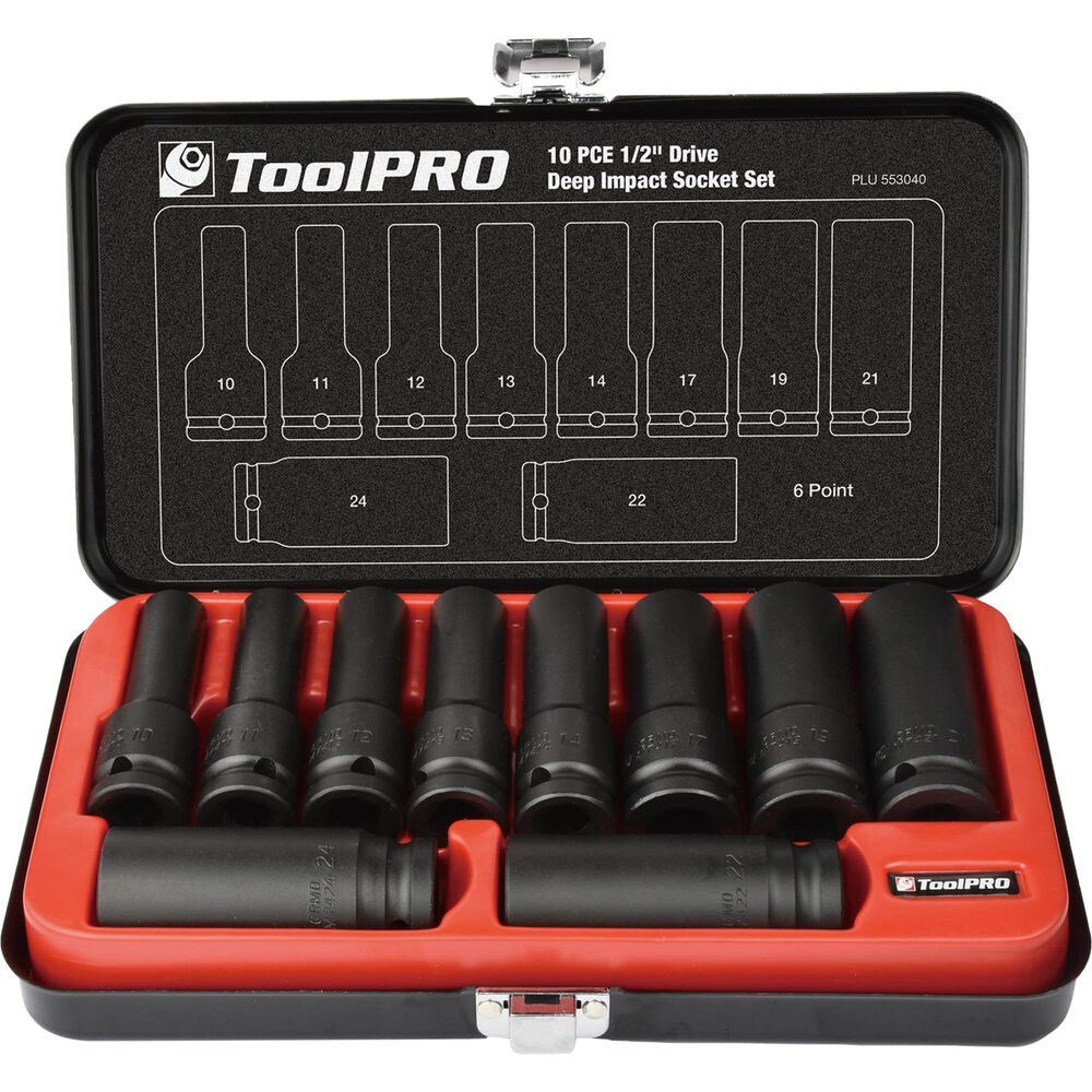 ToolPRO Impact Deep Socket Set 1/2" Drive Metric 10 Piece Supercheap Auto