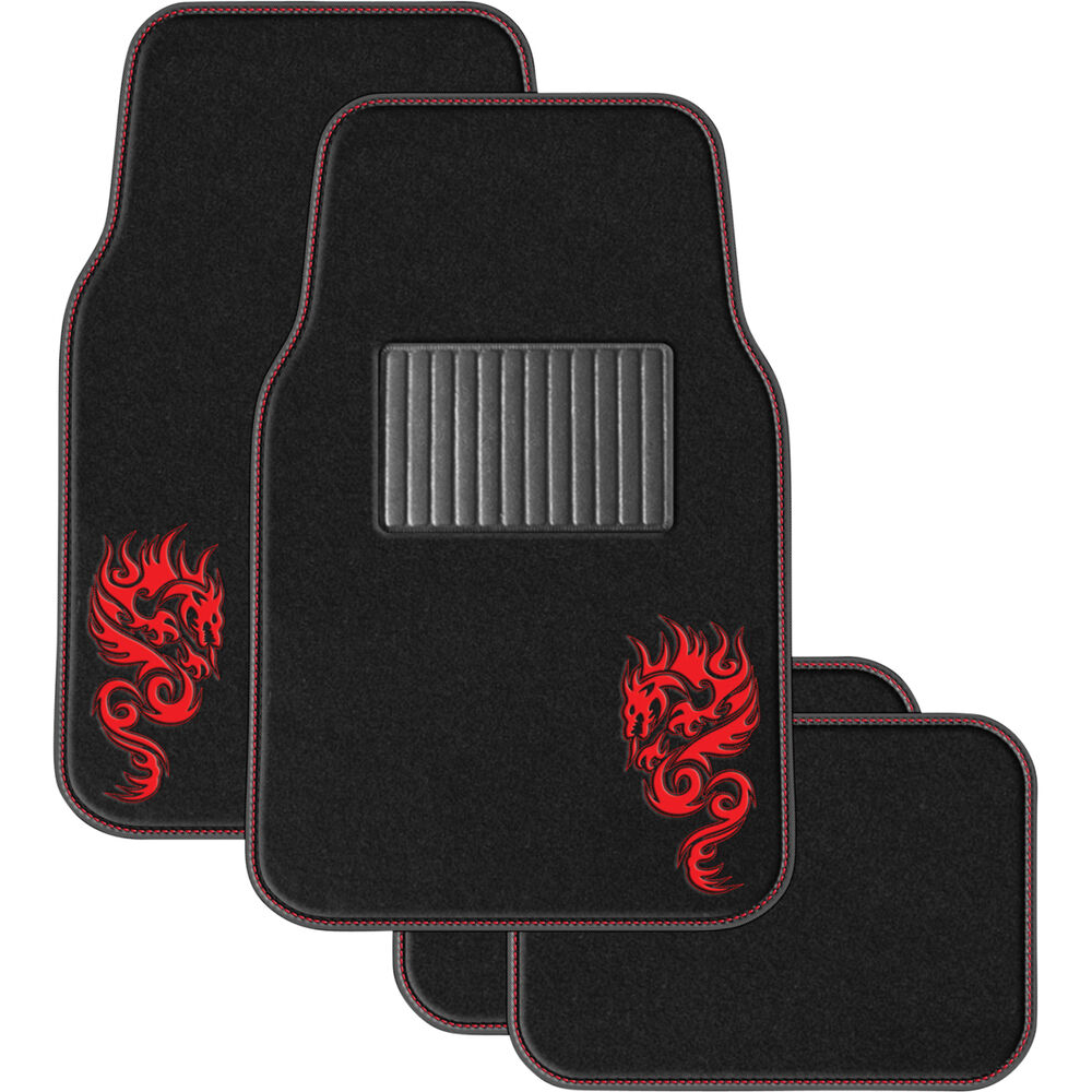 SCA Dragon Floor Mats Carpet Black/Red Set of 4 Supercheap Auto