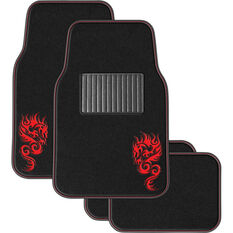 SCA Dragon Floor Mats Carpet Black/Red Set of 4, , scaau_hi-res