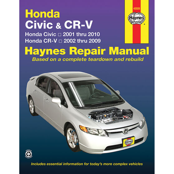 Haynes Car Manual For Honda Civic / CR-V 2001-2010 - 42026 | Supercheap