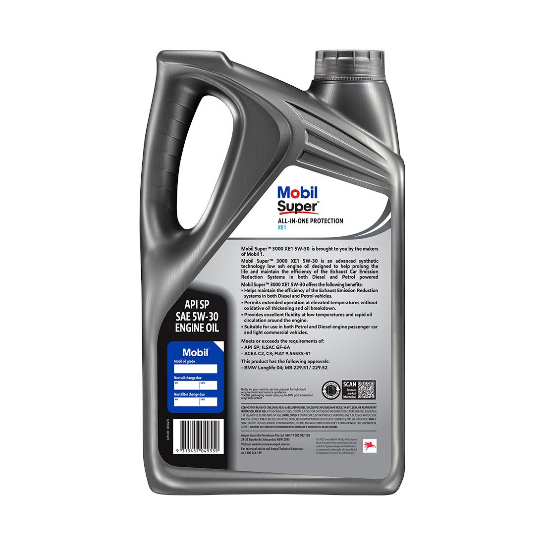 Mobil Super 3000 XE1 Engine Oil 5W-30 5 Litre, , scaau_hi-res