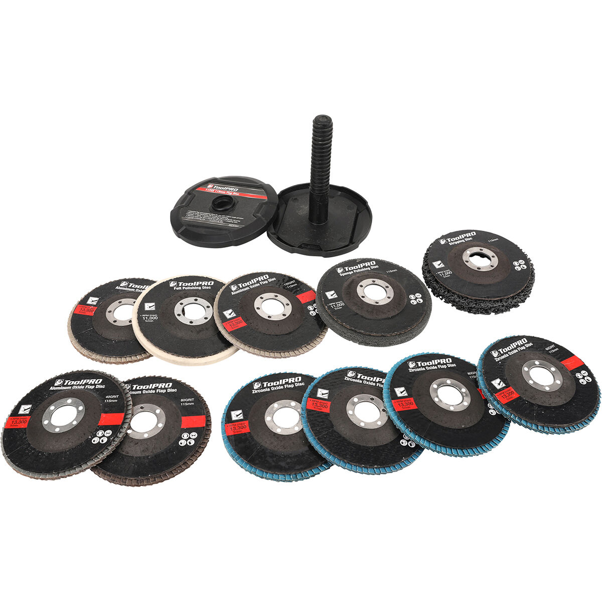 ToolPRO Flap Disc 115mm 11 Piece Kit, , scaau_hi-res