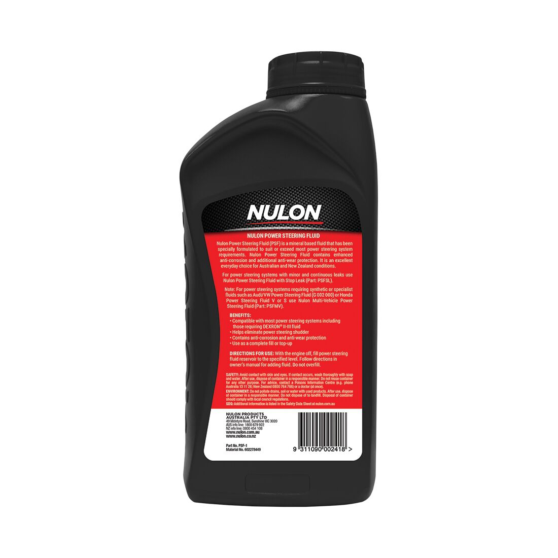 Nulon Power Steering Fluid 1 Litre, , scaau_hi-res